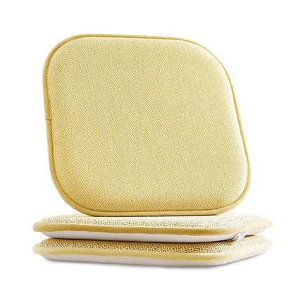 Elegant Comfort 2 Pack Chair Cushion Covers - Skid-Proof Rubber Backing - 16 x 16 Inch - Thick Dining Square Shape Seat Covers - Comfortable Textured Chair Pads with Ties - Chevron Pattern, Yellow