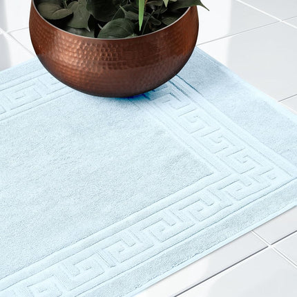 Tapis de bain Superior en 100 % coton peigné longues fibres de qualité supérieure, ensemble de 2 tapis de bain, bleu clair