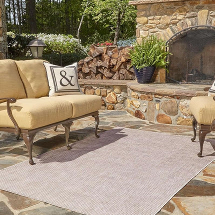 Alfombra de área Unique Loom Outdoor Solid Collection - Lisa (Rectangular 2' 0" x 3' 1", Beige)