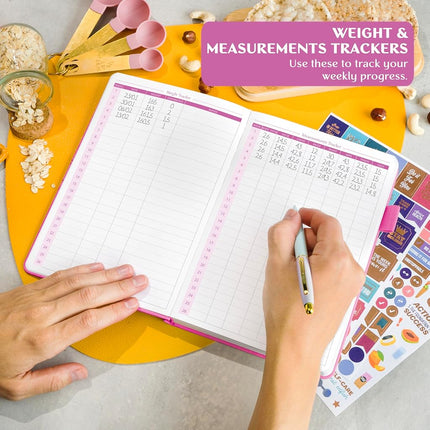 Legend Wellness Planner & Food Journal – Daily Diet & Health Journal with Weight Loss, Measurement & Exercise Trackers – Lifestyle & Nutrition Diary – Lasts 6 Months, A5 size – Hot Pink