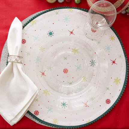 DII Be Merry and Bright Embellished Placemat Set, 15", Red with Snowflakes, Set of 6