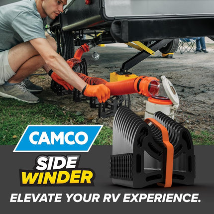 Camco 15-Foot Sidewinder RV Sewer Hose Support | Features a Lightweight, Flexible, and Durable Frame | Curves Around Obstacles | Black (43043)