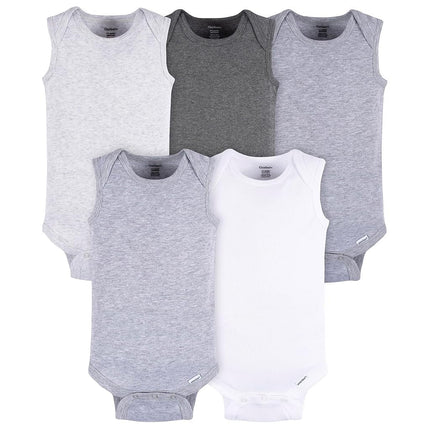 Gerber Unisex Baby Multi-pack Sleeveless Onesies Bodysuit, Grey Heather, 6-9 Months