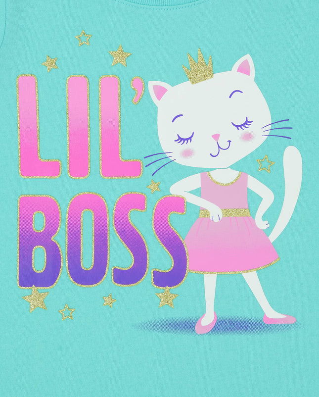 Lot de 2 t-shirts à manches courtes pour filles The Children's Place, motif "I Rule/Lil Boss", taille 4T