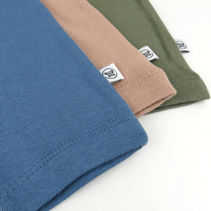 HonestBaby Multipack Harem Pants Roomy Fit Pull on Bottoms 100% Organic Cotton for Infant Baby Boys, Girls, Unisex, 3-Pack Earthy Blues, 6-9 Months