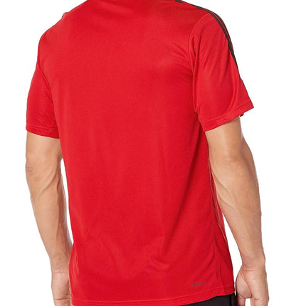 adidas Men's Training Essentials 3-Stripes T-Shirt, Better Scarlet/Black, S