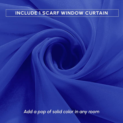 Elegant Comfort Luxury 55" Width x 216" Length 1 Panel Solid Curtain Sheer Voile Scarf for Ceremony Backdrop, Wedding Arch, Kids Bedroom, Decorative Swag, 1 Piece, Neon Blue