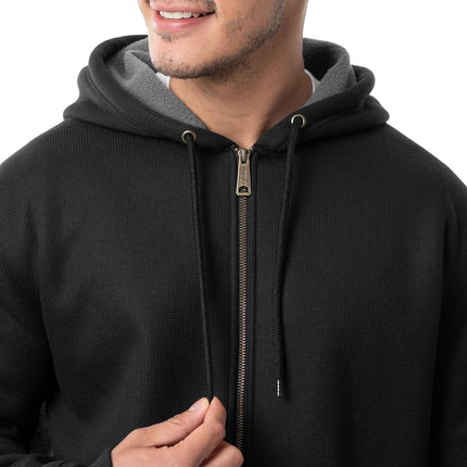 Wrangler Riggs Workwear Men's Thermal Sherpa Zip Hoodie, Black Heather/Grey, M