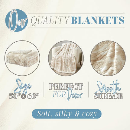 Elegant Comfort Reversible, Printed Sherpa Throw Blanket, All-Season Blanket- Super Soft, Cozy and Plush- Decorative Throw, Perfect for Lounging, 50 x 60 inches, Alaska Beige Sherpa Throw Blanket