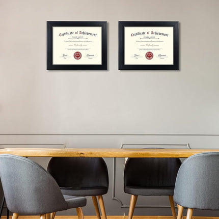 Cadres de Certificat ELSKER&HOME 8,5 x 11 Noirs, Conviennent aux Diplômes 8,5 x 11 avec Passe-Partout ou 11x14 sans Passe-Partout, Lot de 4, Cadre Photo de Diplôme Document avec Verre pour Pose sur Table ou Accrochage Mural