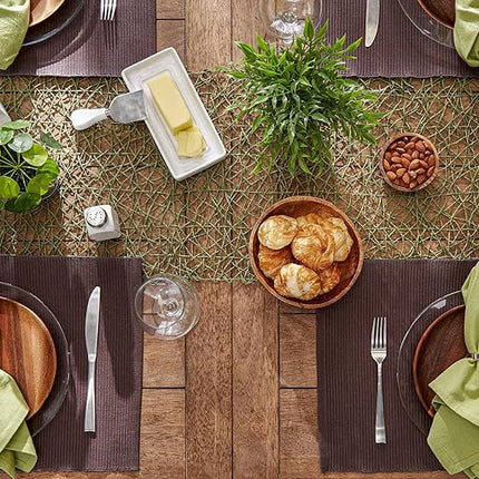 DII Basic Everyday Ribbed Tabletop 100% Cotton, Placemat Set, 13x19, Dark Brown, 6 Piece