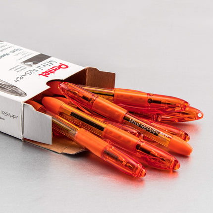 Stylo à bille Pentel RSVP Mini, (1,0 mm) Trait moyen, Encre orange, Lot de 12 (BK91MNF-F)