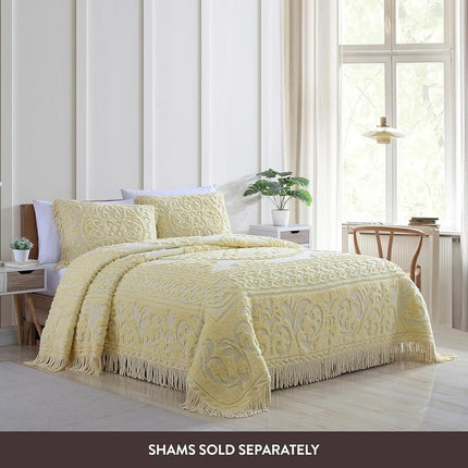 Beatrice Home Fashions Bedspread, Chenille, Yellow, Queen