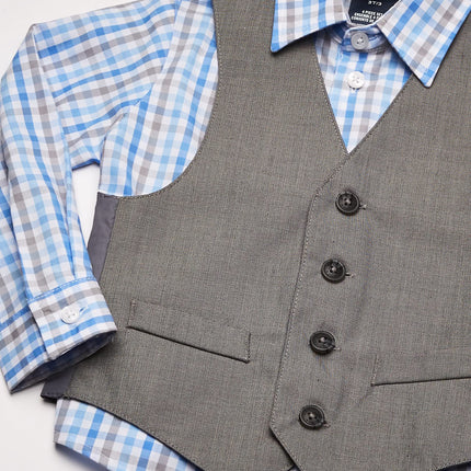 Nautica Little Boys 4-Piece Vest Set with Dress Shirt, Tie, Vest, and Pants, Light Grey, 7