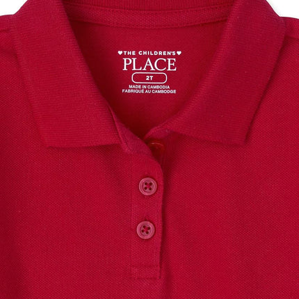 The Children's Place Polo piqué à manches courtes pour bébé fille et tout-petit, Ruby Single, 4T