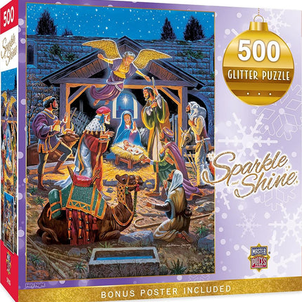 Masterpieces Holy Night Holiday Glitter Jigsaw Puz