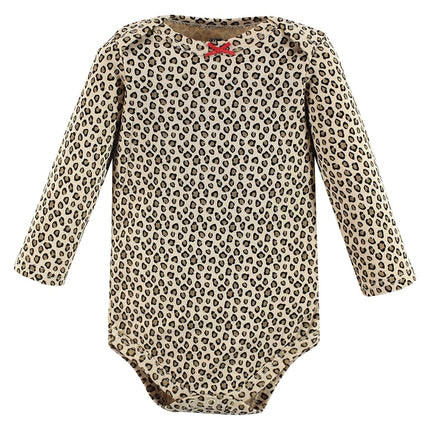 Hudson Baby unisex-baby Cotton Long-sleeve Bodysuits, Buffalo Plaid Leopard, 3-6 Months