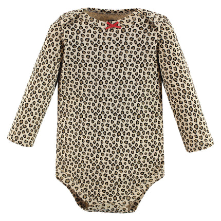 Hudson Baby unisex-baby Cotton Long-sleeve Bodysuits, Buffalo Plaid Leopard, 3-6 Months