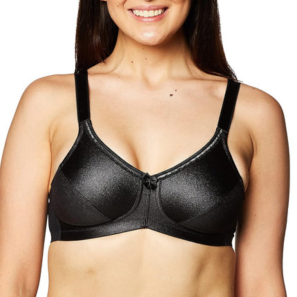 AMOENA Rita Wire-Free With Coolmaxa Pockets Bra For Women, Black, 38D