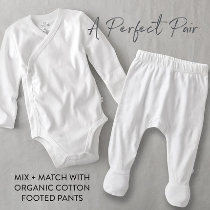HonestBaby unisex-baby 3-pack Long Sleeve Side-snap Kimono Bodysuits Organic Cotton for Infant Baby Boys, Girls, Unisex, Honestly Pure White, 3-6 Months
