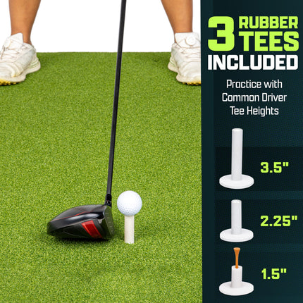 GoSports Alfombra de golf para golpear - PRO 5 x 3 pies - Alfombra de entrenamiento de césped artificial de 5 mm para práctica de swing en interiores/exteriores, incluye 3 tees de goma