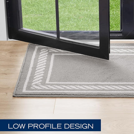Nautica – Runner Rug 2 Piece Set | Indoor Runners for Hallways and Entry Rugs| Non-Skid Entry and Kitchen Door Mat| Machine Washable Carpet Rugs | 2'2" x 3'9" and 2'2" x 5' | Rope Border Light Grey