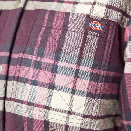 Dickies Women's Flannel Hooded Shirt Jacket, Plum Perfect, S