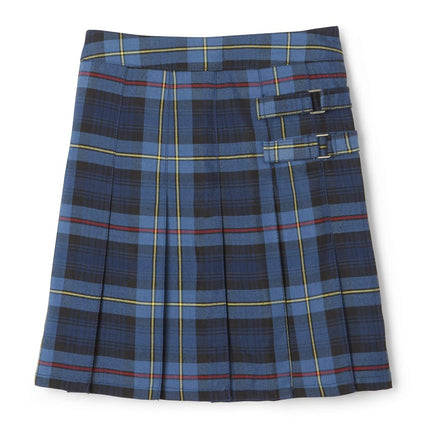 French Toast Girls' Adjustable Waist Two-tab Pleated-Front Scooter, Blue & Red Plaid, 6