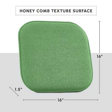 Elegant Comfort 2 Pack Chair Cushion Covers - Skid-Proof Rubber Backing - 16 x 16 Inch - Thick Dining Square Shape Seat Covers - Comfortable Textured Chair Pads with Ties - Honeycomb Pattern, Green