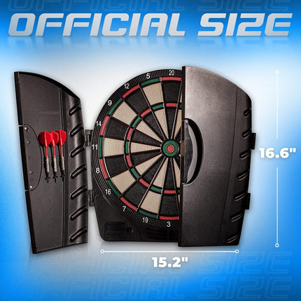 Franklin Sports Soft Tip Electronic Dartboard Set - Digital Scoreboard + Cabinet - Adult Soft Tip Darts Set (6 Darts Included) - FS3000