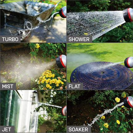 Eden 94830 Pro Metal 6-Pattern RearTrigger Garden W/Quick Connect Starter Set, HIGH Pressure Spray Nozzle for Hose