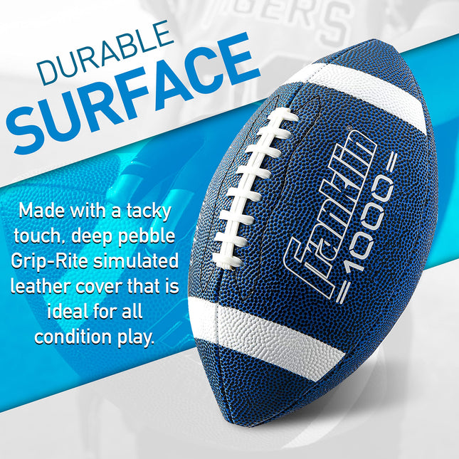 Balón de fútbol americano tamaño júnior de Franklin Sports - Balones de fútbol americano juveniles Grip-Rite - Cuero sintético con agarre extra perfecto para niños - 1 unidad inflada - Paquete de 12 desinflados con bomba, Negro/Lima (33099C1X)