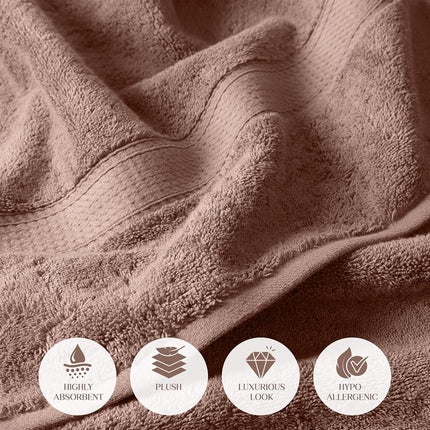 Superior Egyptian Cotton Pile Bath Towels, Ultra Soft Luxury Towel, Thick Plush Essentials, Absorbent Heavyweight, Guest Bath, Hotel, Resort, Spa, Pool, Bathroom, Shower Basics, Set of 2, Muted Mauve