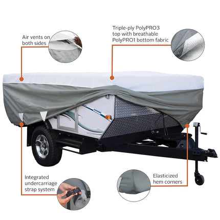 Classic Accessories Over Drive PolyPRO3 Deluxe Pop-Up Camper Trailer Cover, Fits 8' - 10' Trailers (80-038-143106-00)
