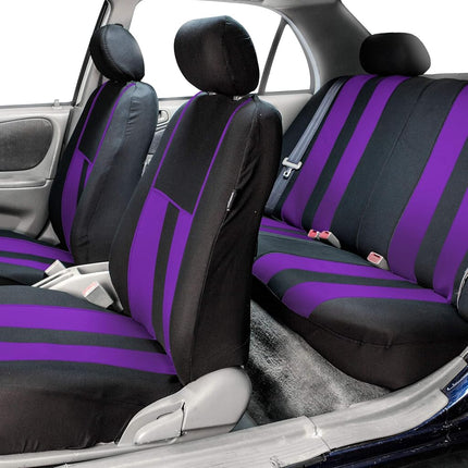 FH GROUP FH-FB036217 Fundas de asiento a rayas llamativas, color morado/negro - Se adaptan a la mayoría de automóviles, camiones, SUV o furgonetas
