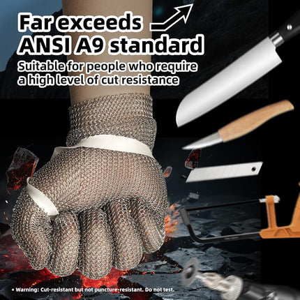 Schwer Cut Resistant Stainless Steel Mesh Gloves for Food Handling, Meat Processing Butchers Slicing Chopping Restaurant Work Safety(L)