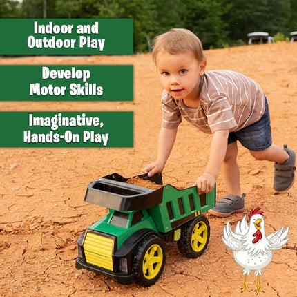 John Deere 16" Metal Dump Truck, Realistic Lights & Sounds, Heavy Duty Metal Truck Bed, Extra Large Wheels, Rugged Construction Vehicle Toy for Kids, Ages 3+, Indoor and Outdoor Play