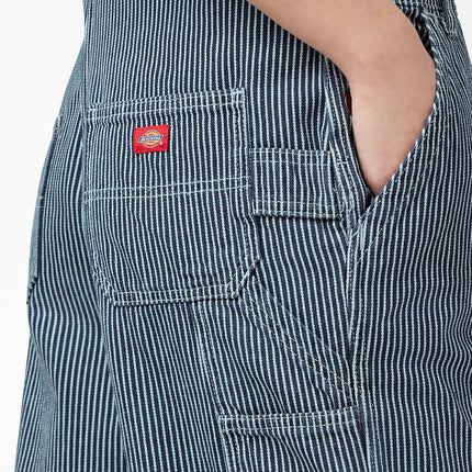 Dickies Women's Denim Bib Overall, Rinsed Hickory Stripe, X-Small