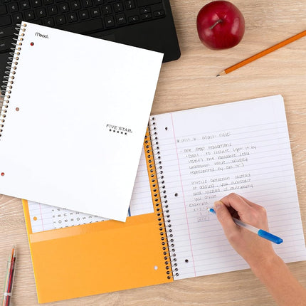 Cuadernos de espiral Five Star + aplicación de estudio, paquete de 2, 1 materia, papel con rayas universitarias, 200 hojas, 27,94 cm x 21,59 cm, blanco, morado amatista (820186-ECM)