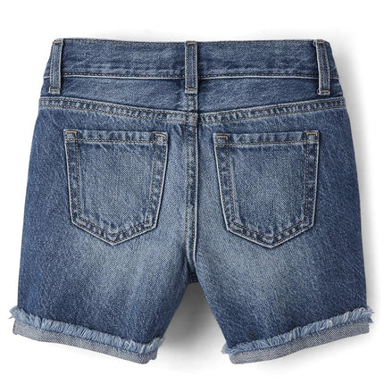 The Children's Place Girls Distressed 2 Pack Denim Midi Shorts, Destructed Peony Wash, 6