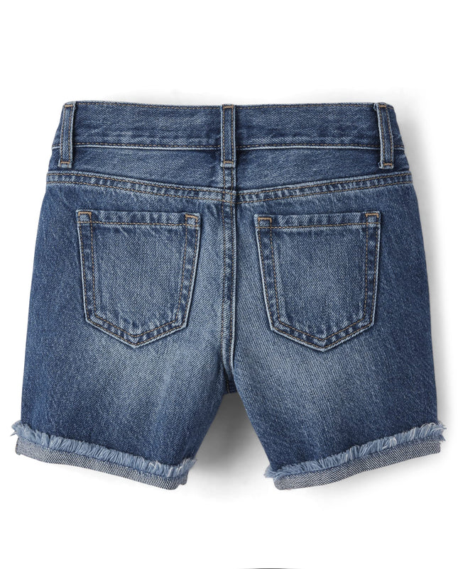 The Children's Place Girls Distressed 2 Pack Denim Midi Shorts, Destructed Peony Wash, 6