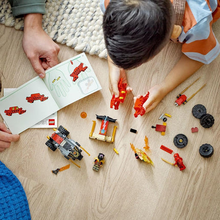 LEGO NINJAGO Kai and Ras’ Car and Bike Battle 71789 Beginner Building Toy Set, Features a Ninja Car Toy and Bike Plus 2 Minifigures, Birthday Gift for Toddlers and Kids Who are Little Ninja Fans