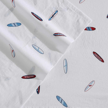 Nautica - King Sheets, Cotton Percale Bedding Set, Crisp & Cool, Lightweight & Breathable (High Surf, King)