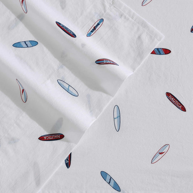 Nautica - Twin XL Sheets, Cotton Percale Bedding Set, Crisp & Cool, Lightweight & Breathable (High Surf, Twin XL)