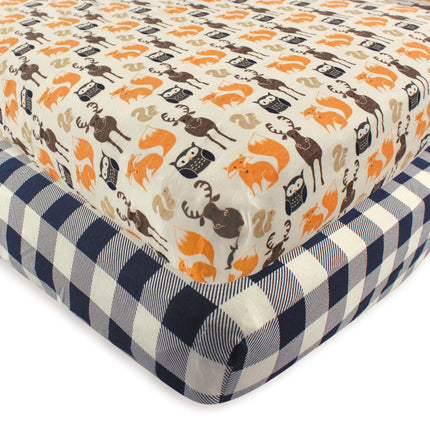 Hudson Baby 2 Piece Cotton Fitted Crib Sheet, Fore