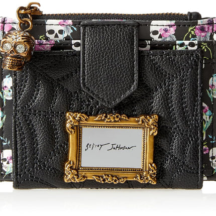 Betsey Johnson Spider Bifold Wallet, Black, Black, One Size