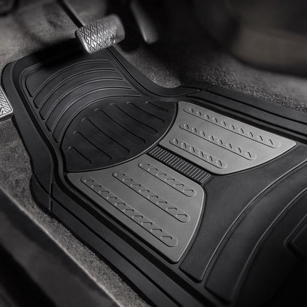 FH Group Automotive Floor Mats - Heavy-Duty Monster Eye Floor Mats for Cars, Universal Fit Full Set, Climaproof Floor Mats, Trimmable Floor Mats for Most Sedan, SUV, Truck Floor Mats Rubber Gray