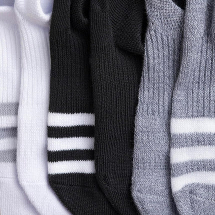 adidas womens Superlite 3.0 Super No Show Athletic Socks (6-pair) Ultra Low-profile With Targeted Cushion, White/Black/Grey, Medium