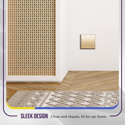 ENERLITES Placa de pared metálica para dispositivo en blanco, acero inoxidable resistente a la corrosión, tamaño 2 módulos 4.50" x 4.57", acero inoxidable 201, 7702-PB, latón pulido, oro