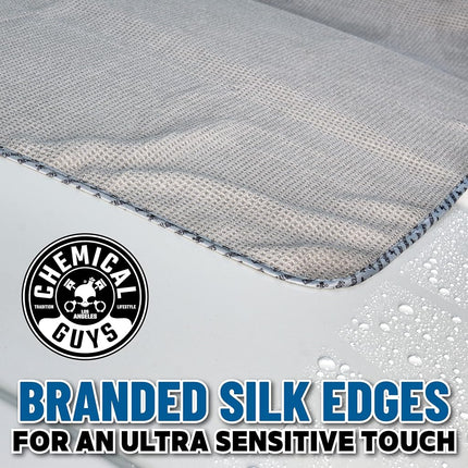 Chemical Guys Waffle Weave Grey Matter 70/30 Blend Microfiber Drying Towel with Silk Edging, 25" x 36"